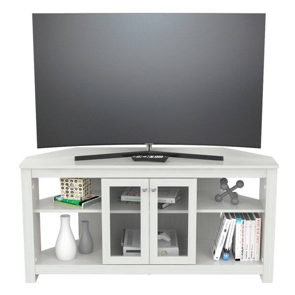 Shop Inval Corner Tv Stand With Glass Doors Free Shipping Today