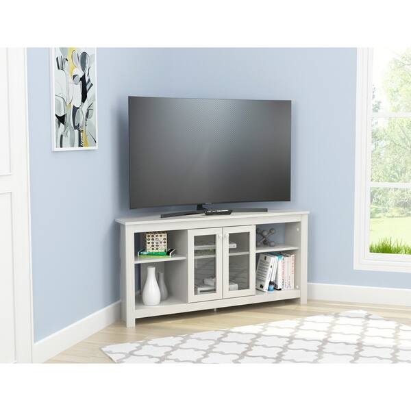 Shop Inval Corner Tv Stand With Glass Doors Free Shipping Today