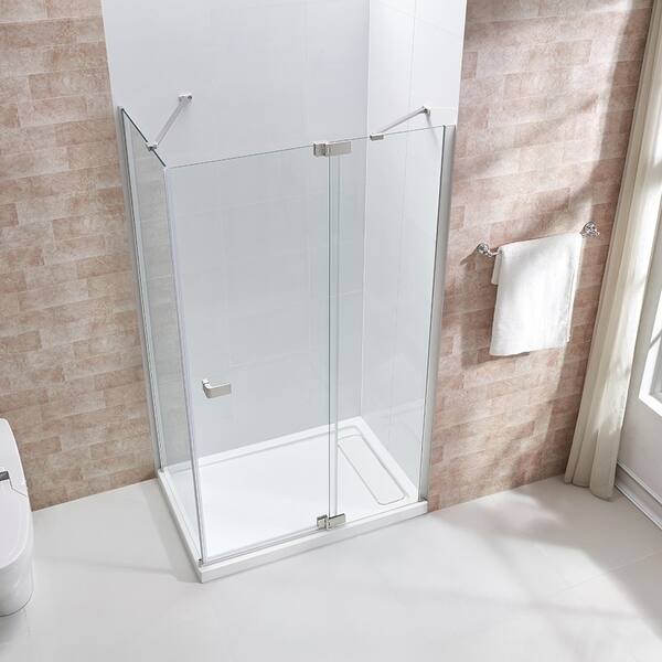 Shop Ove Decors Harbor 48x32 In Sn Frameless Hinges Shower Door W