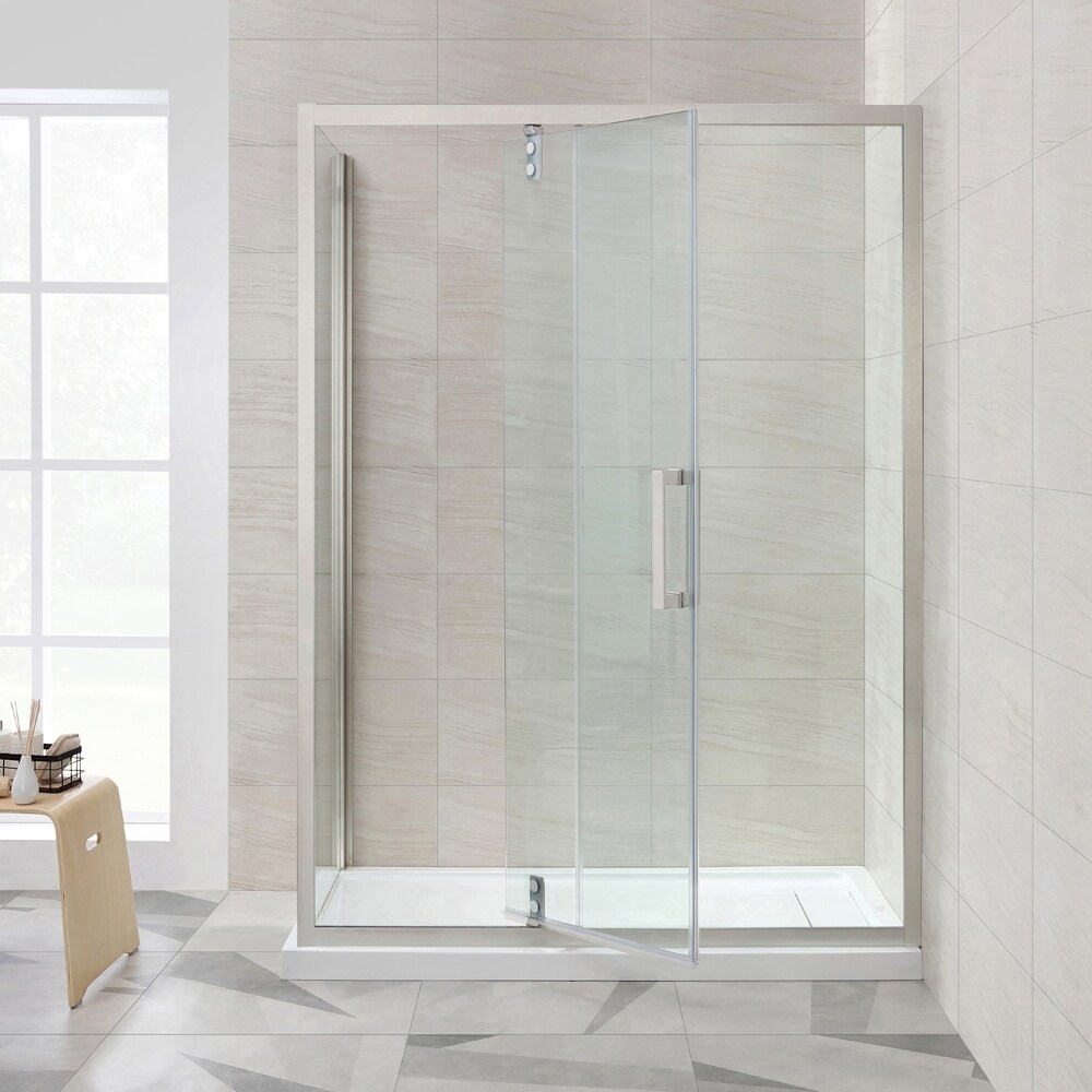 Shop Ove Decors Estero 60x32 In Sn Framed Pivot Shower Door W