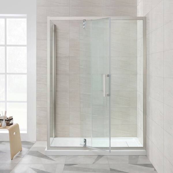 Shop Ove Decors Estero 60x32 In Sn Framed Pivot Shower Door W