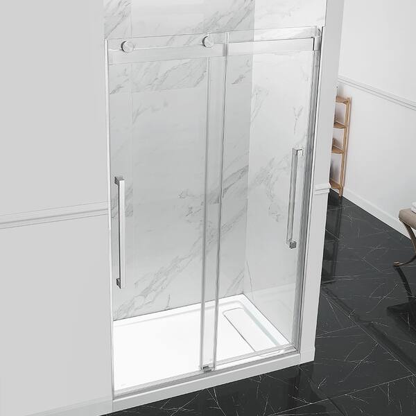 Shop Ove Decors Montebello 48 In Sn Frameless Sliding Shower Door