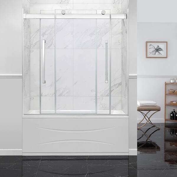 Shop Ove Decors Montebello 60 In Chrome Frameless Sliding Tub