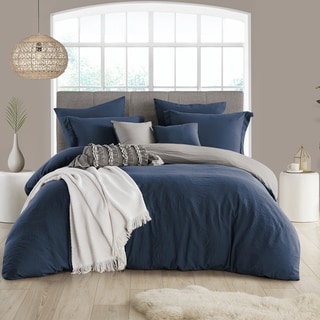 Love2Sleep COTTON RICH PLAIN REVERSIBLE TWO TONE DUVET COVER SET 