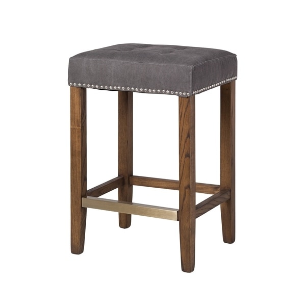 Wood//Canvas//Linen Joseph Allen Ash Counter Stool Nailhead Agreeable Gray