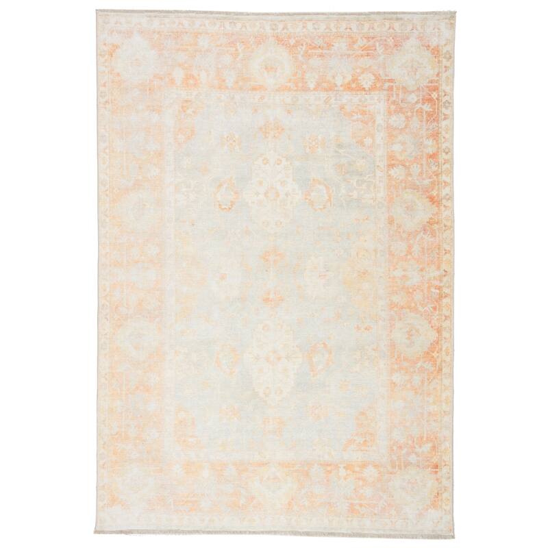 The Curated Nomad Otsego Printed Oriental Orange/ Grey Area Rug - 10'X14' - Rectangle