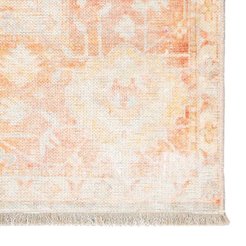 The Curated Nomad Otsego Printed Oriental Orange/ Grey Area Rug