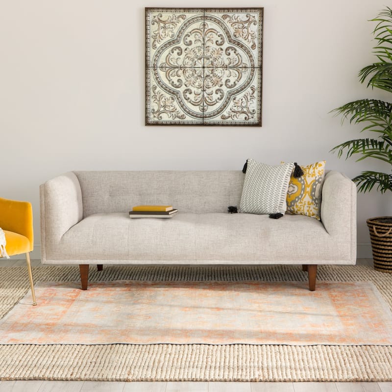 The Curated Nomad Otsego Printed Oriental Orange/ Grey Area Rug