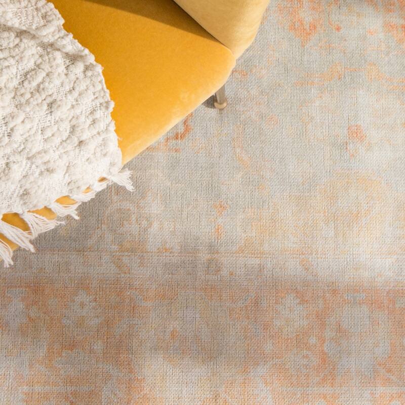 The Curated Nomad Otsego Printed Oriental Orange/ Grey Area Rug