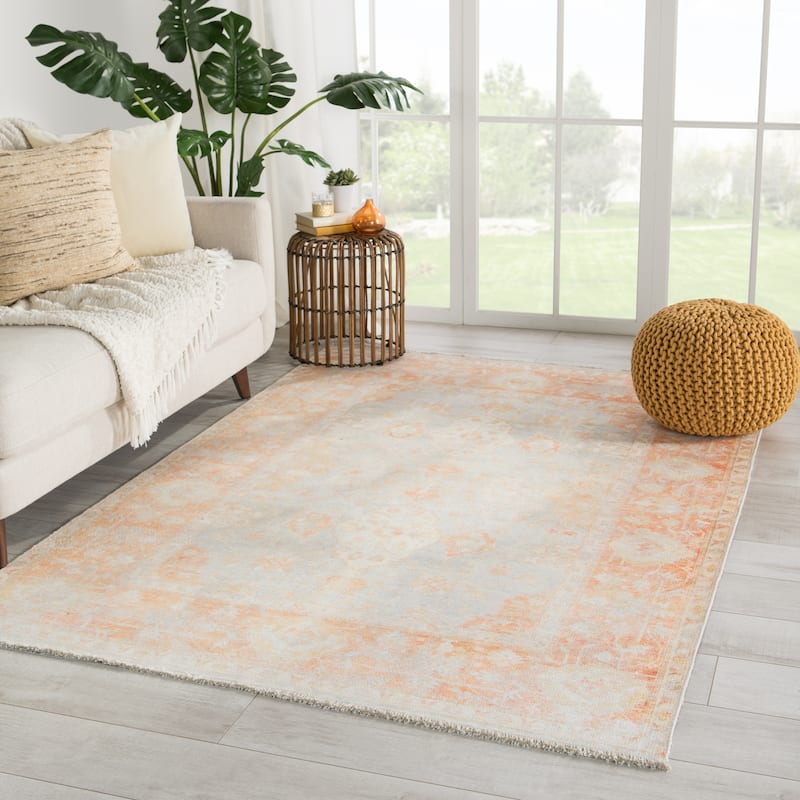 The Curated Nomad Otsego Printed Oriental Orange/ Grey Area Rug