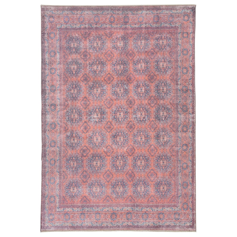 The Curated Nomad Pelton Printed Oriental Blue/ Red Area Rug
