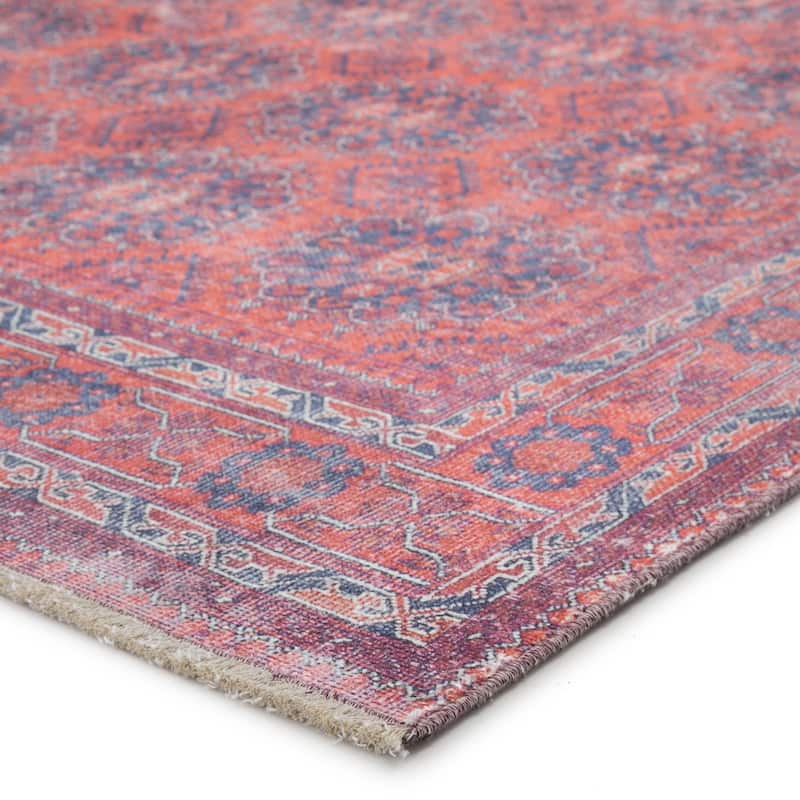 The Curated Nomad Pelton Printed Oriental Blue/ Red Area Rug