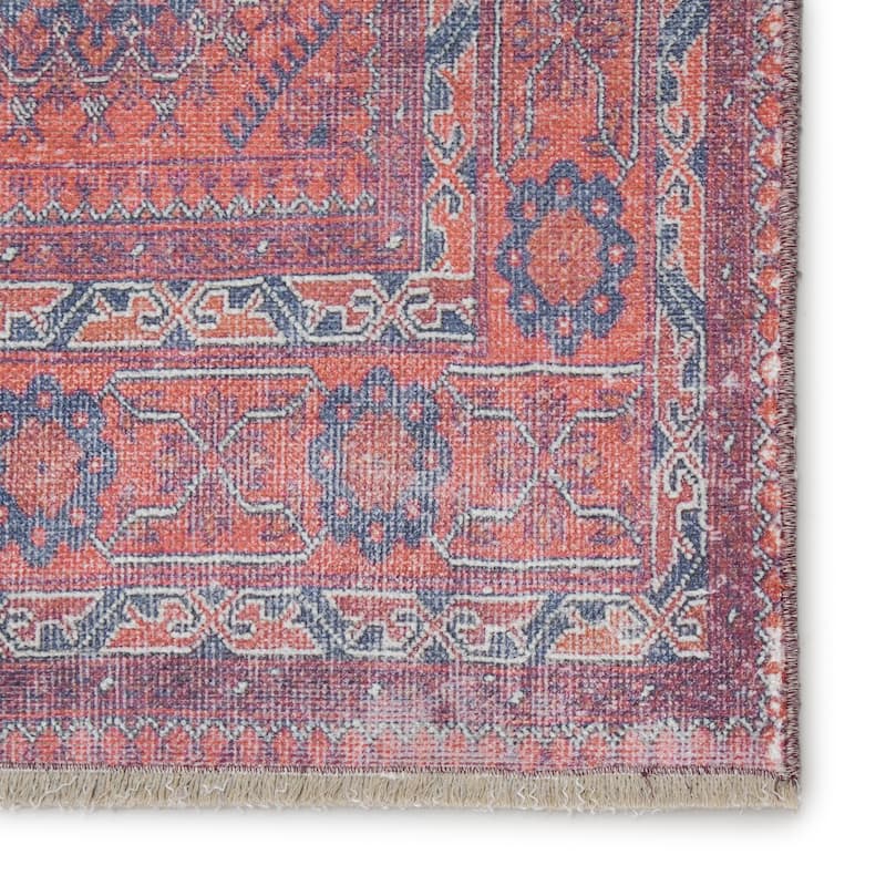 The Curated Nomad Pelton Printed Oriental Blue/ Red Area Rug