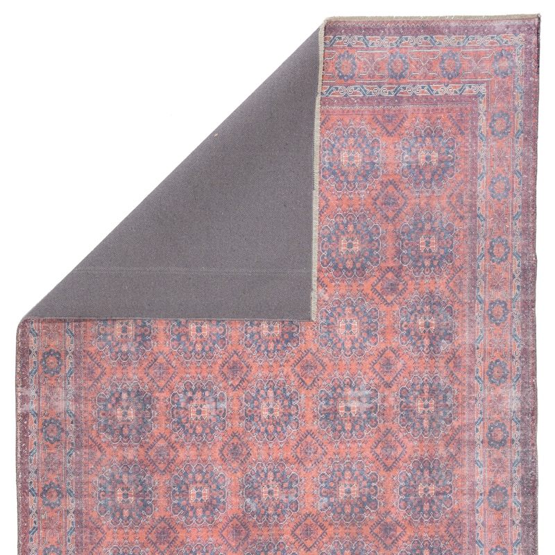 The Curated Nomad Pelton Printed Oriental Blue/ Red Area Rug