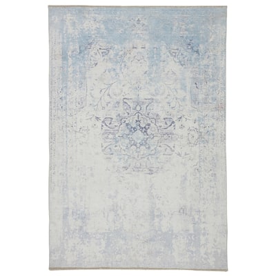 Porch & Den Pate Printed Medallion Blue/ White Area Rug