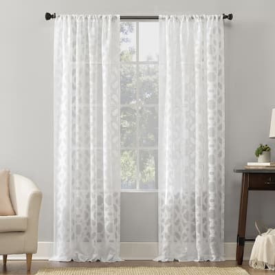 No. 918 Yvette Trellis Jacquard Sheer Rod Pocket Curtain Panel, Single Panel