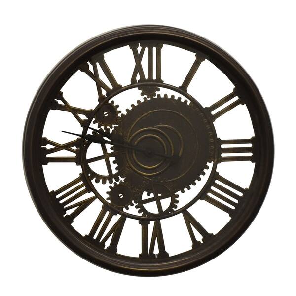 Steampunk Style Brown Wall Clock Roman Numerals Sculptural Home Decor Art Steampunk Style Brown Wall Clock Roman Numerals Sculptural Home Decor Art