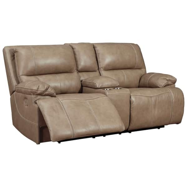slide 2 of 6, Signature Design by Ashley Ricmen Leather Power Dual Adjustable Reclining Loveseat - N/A
