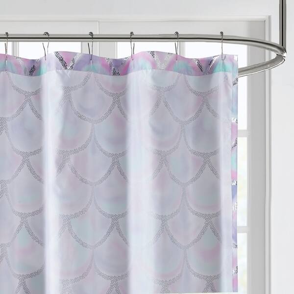 Shop Mi Zone Phoebe Aqua Purple Metallic Printed Shower Curtain