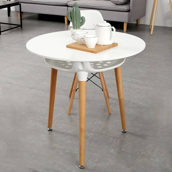 Mcombo Modern Round White Dining Table Leisure Wood Tea Mcombo Modern Round White Dining Table Leisure Wood Tea