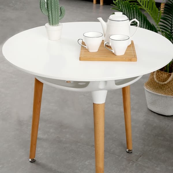 Mcombo Modern Round White Dining Table Leisure Wood Tea Mcombo Modern Round White Dining Table Leisure Wood Tea
