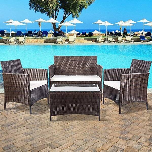 Shop Liveditor 4 Pc Patio Furniture Sets Outdoor Garden Rattan