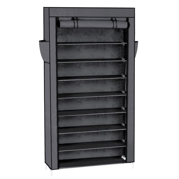 10 Tiers Shoe Rack with Dustproof Cover Closet Shoe Storage Cabinet Organizer Grey