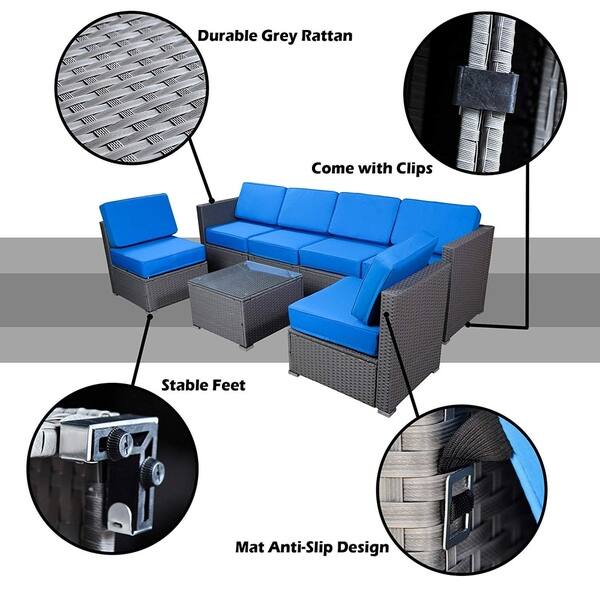 Shop Mcombo Gray Wicker Patio Furniture Sectional Conversation Sofa Set Weather Resistant Cover 6086 1007 Overstock 28949570