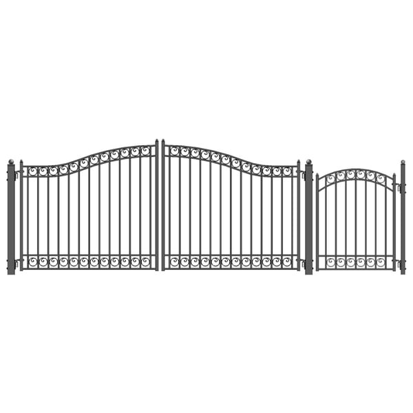 ALEKO Steel Dual Dublin Style Driveway 16 ft with Pedestrian Gate - 16 ft x 6 ft / 5 ft x 4 ft