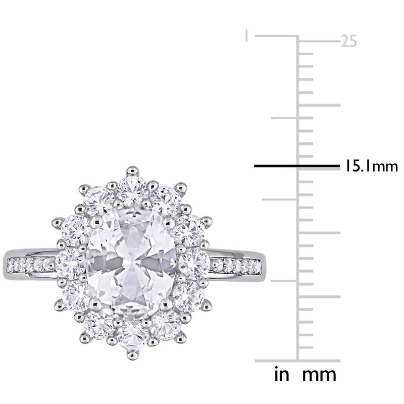 Miadora Sterling Silver 4ct TGW Created White Sapphire and Diamond Floral Halo Engagement Ring