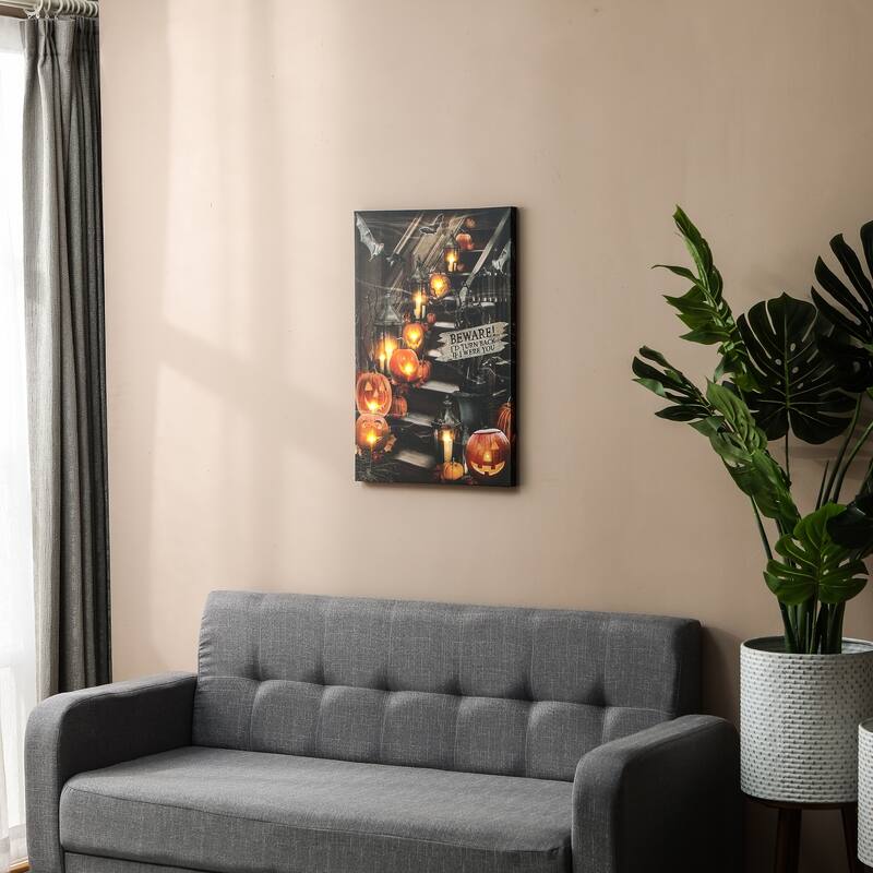 Halloween Beware Trail Canvas Print with LED Lights