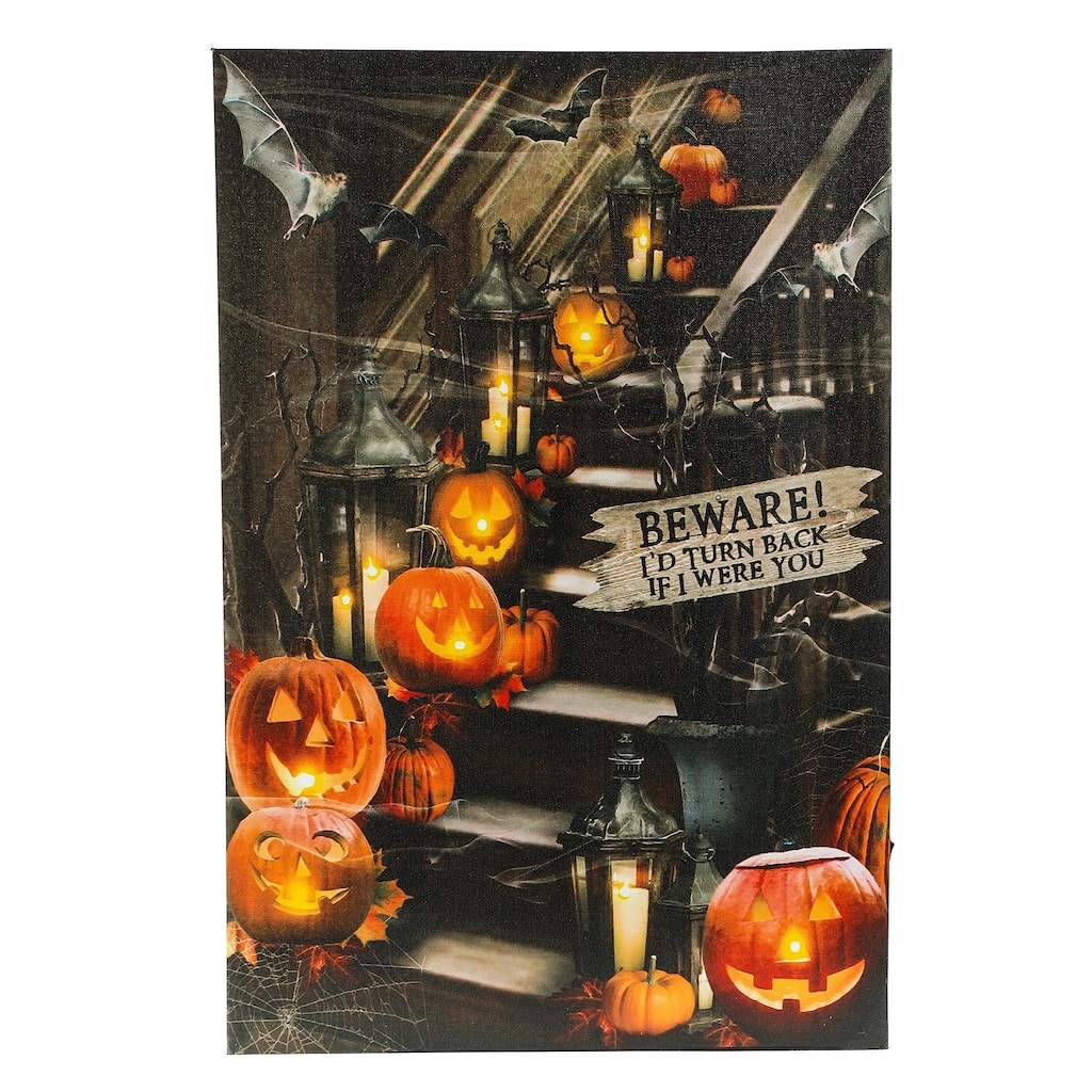 Halloween Beware Trail Canvas Print with LED Lights