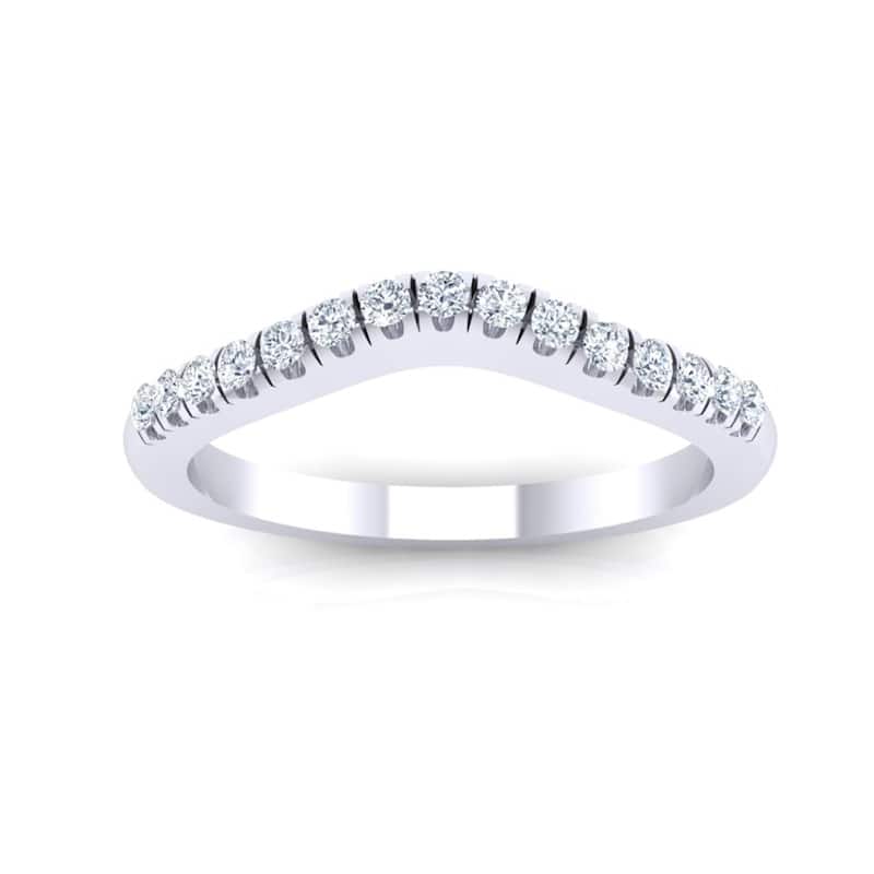 Auriya 14k Gold 1/5ctw Contoured Diamond Wedding Band - White