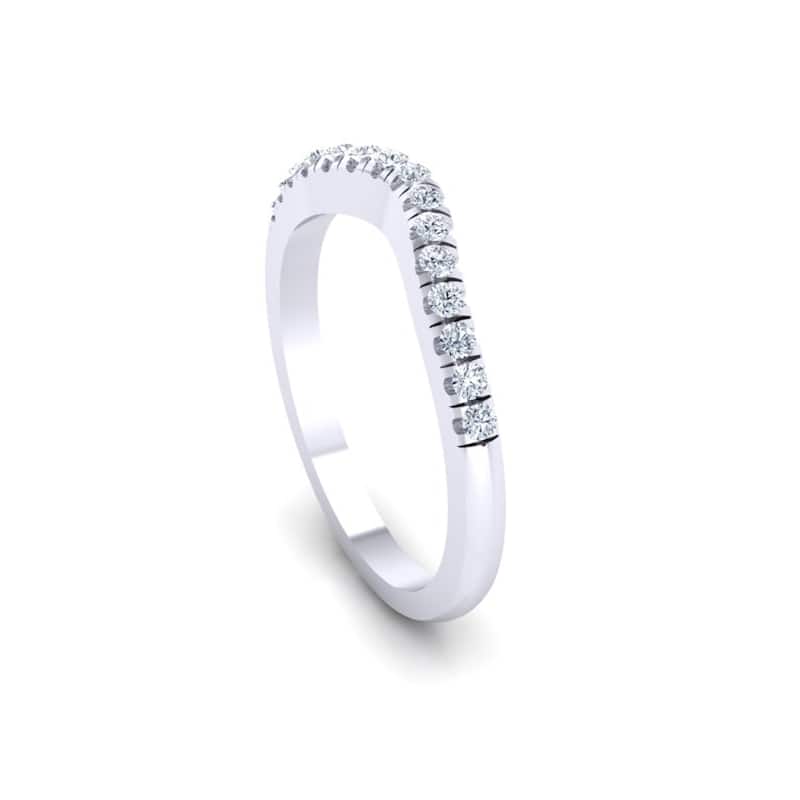 Auriya 14k Gold 1/5ctw Contoured Diamond Wedding Band - White
