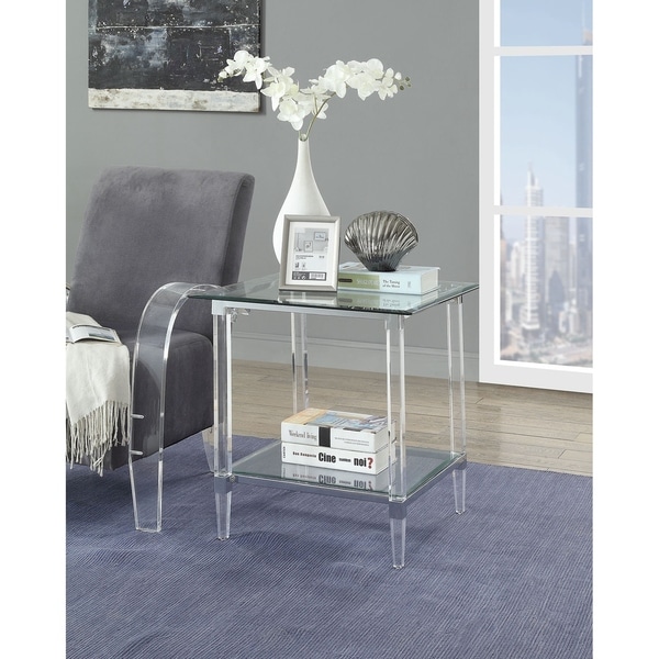 Shop Modern Glass And Acrylic End Table With Open Bottom