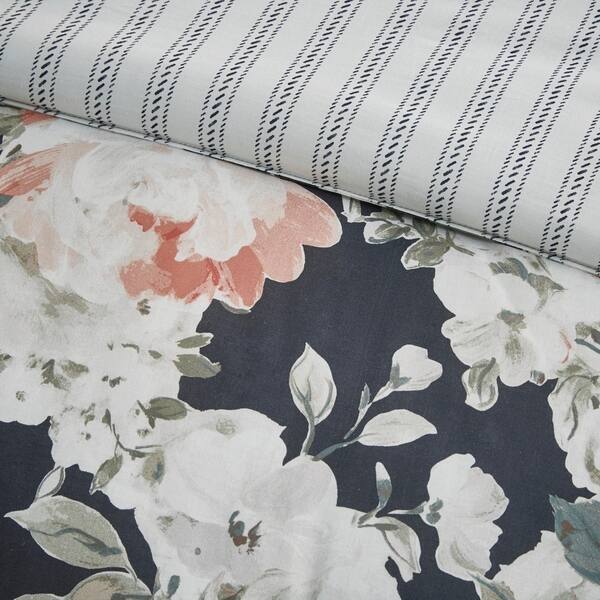 Shop Madison Park Kalina Dark Blue Cotton Printed Reversible Duvet