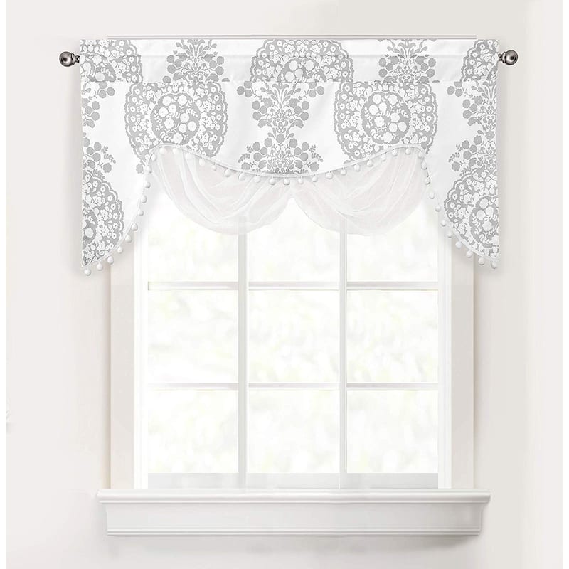 The Curated Nomad Alameda Floral Damask Medallion Pattern Swag Valance - 28" width x 52 " length
