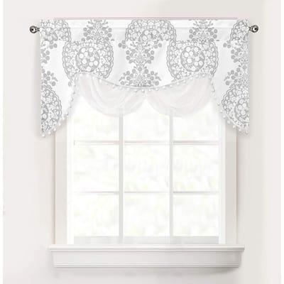 The Curated Nomad Alameda Floral Damask Medallion Pattern Swag Valance - 28" width x 52 " length