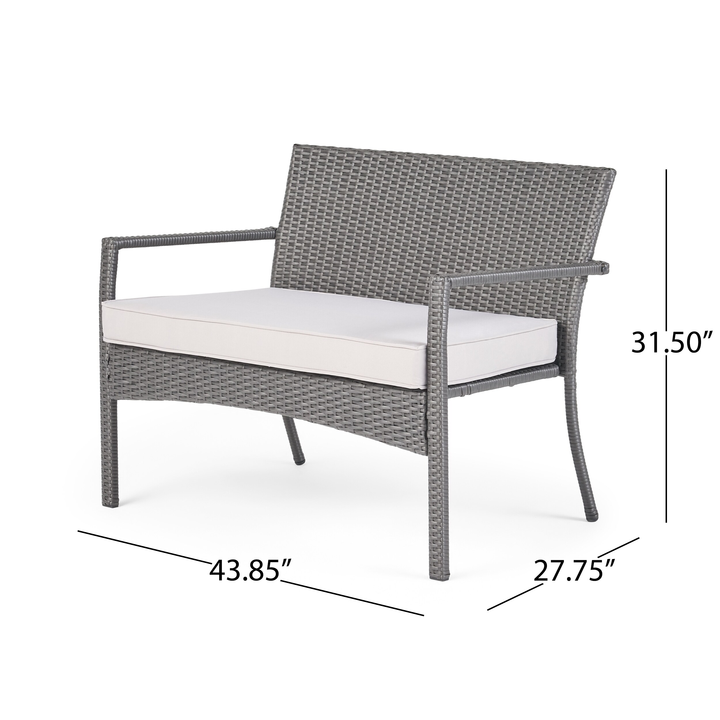 Christopher Knight Home Malibu Outdoor Grey Wicker Bench With Silver Water Resistant Cushion Benches