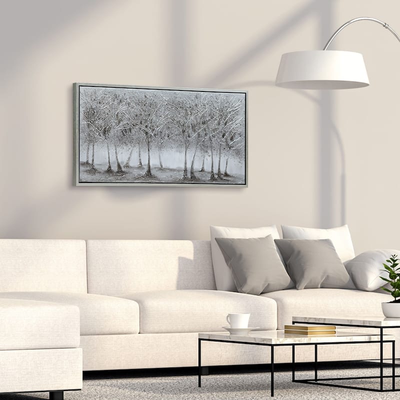 Solitary Field Textured Metallic Hand Painted Canvas Wall Art