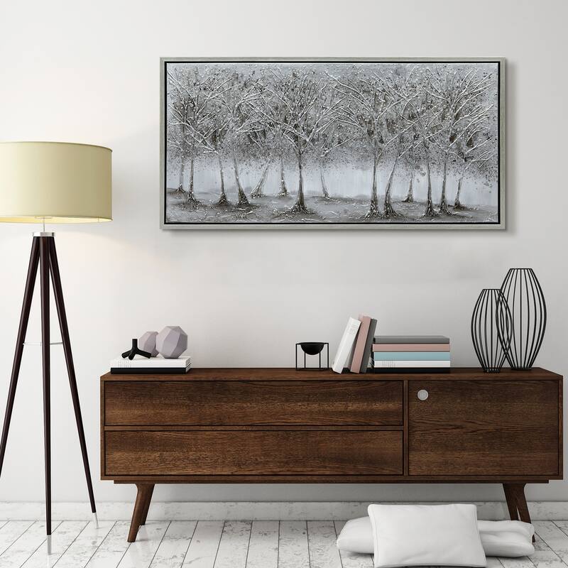 Solitary Field Textured Metallic Hand Painted Canvas Wall Art