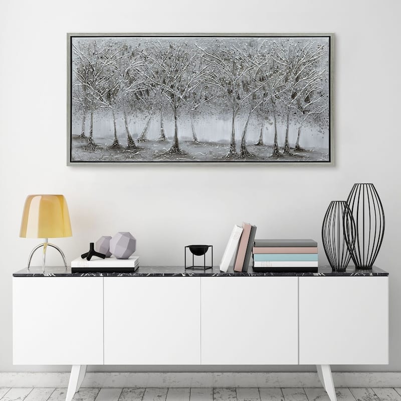 Solitary Field Textured Metallic Hand Painted Canvas Wall Art