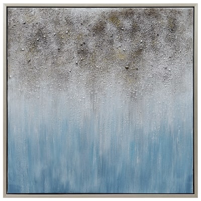 Blue Shadow Textured Glitter Hand Painted Canvas Wall Art