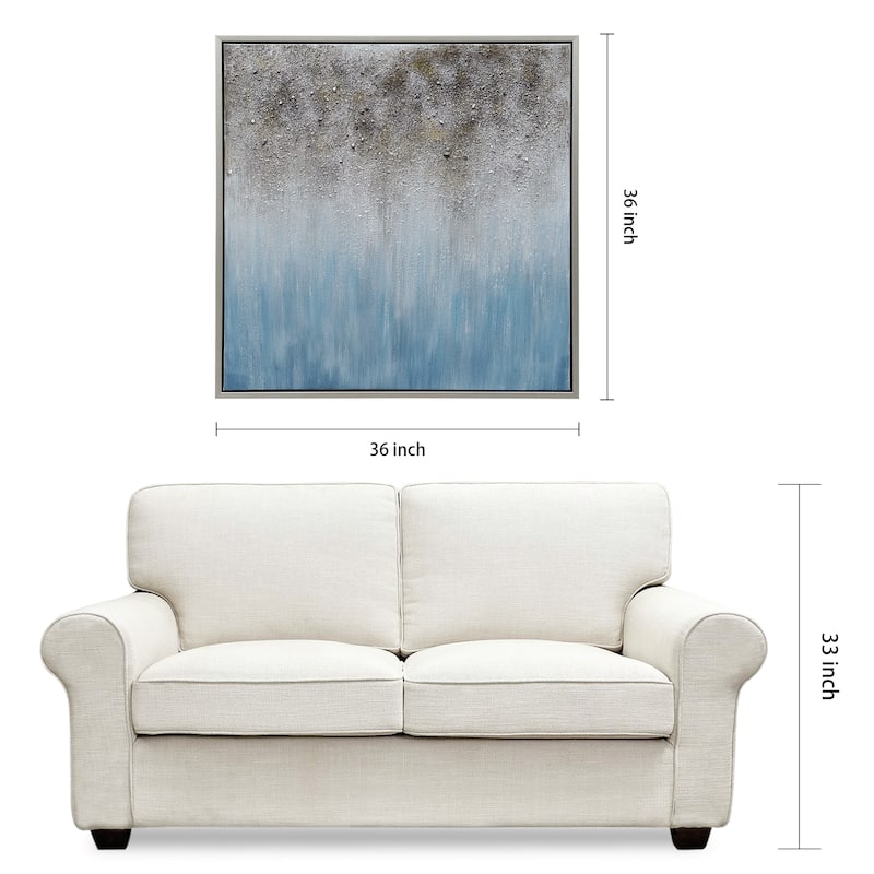 Blue Shadow Textured Glitter Hand Painted Canvas Wall Art