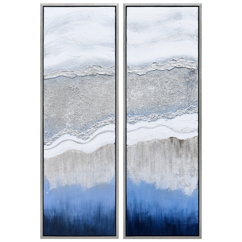 Sand Art Textured Metallic Hand Painted Canvas Wall Art Set of 2