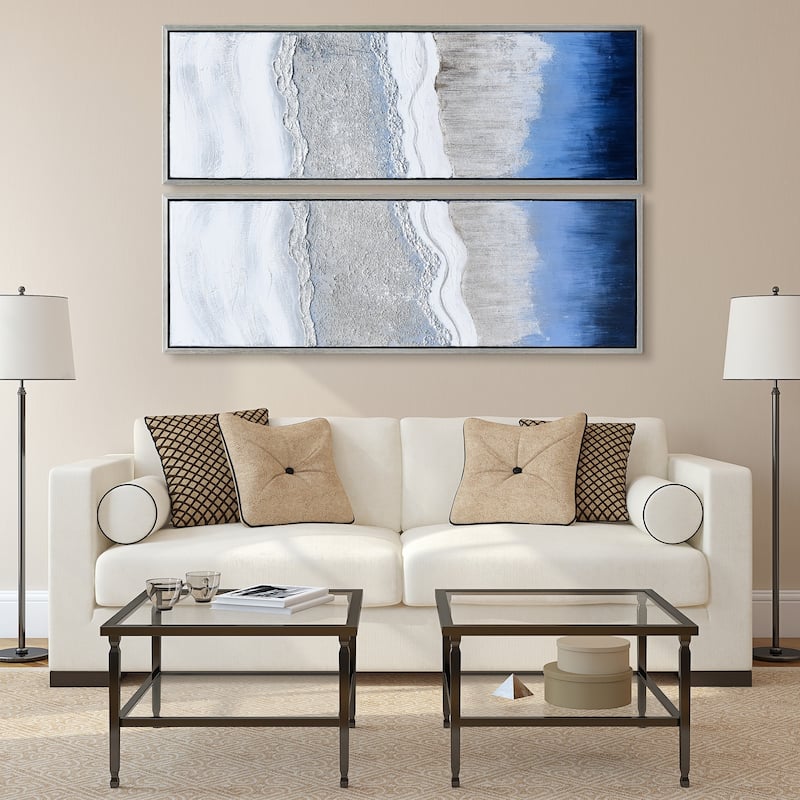 Sand Art Textured Metallic Hand Painted Canvas Wall Art Set of 2