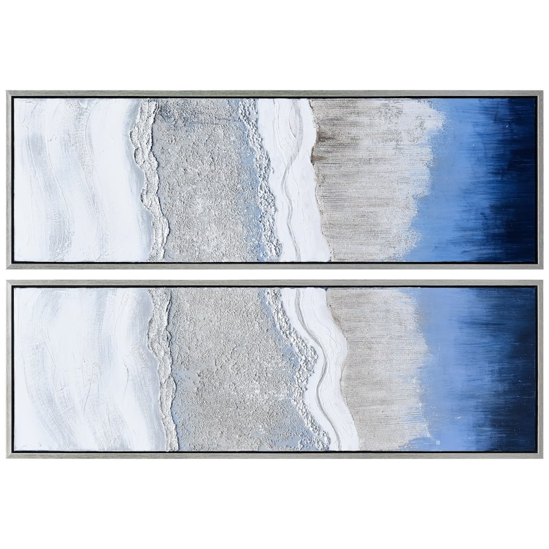 Sand Art Textured Metallic Hand Painted Canvas Wall Art Set of 2