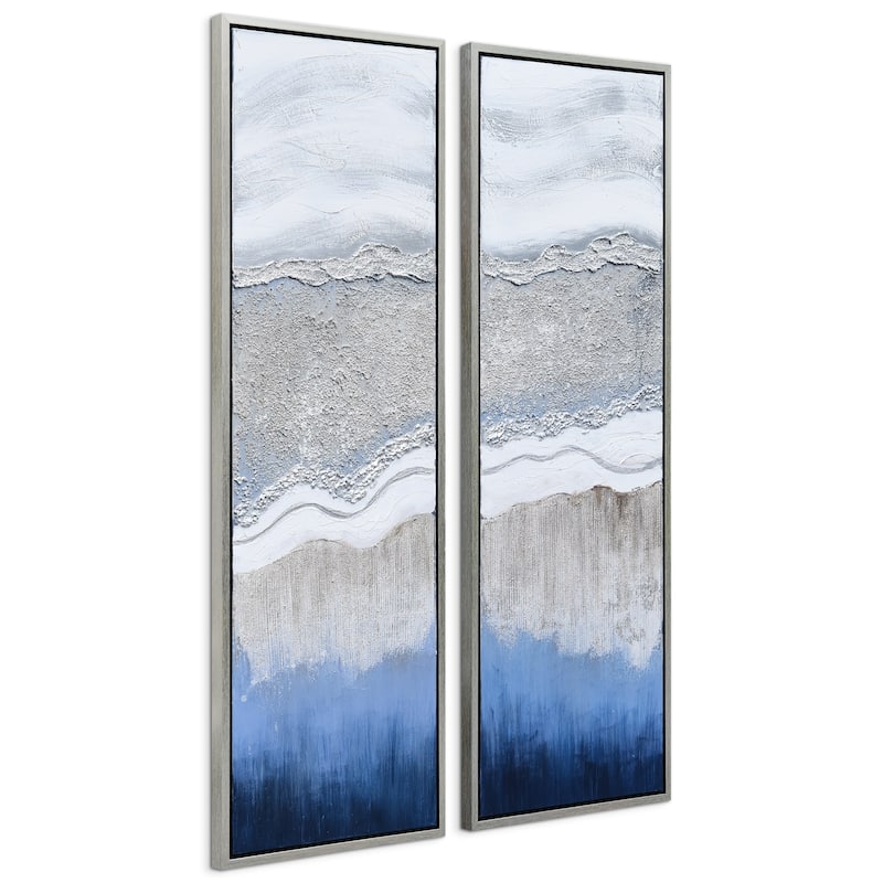 Sand Art Textured Metallic Hand Painted Canvas Wall Art Set of 2