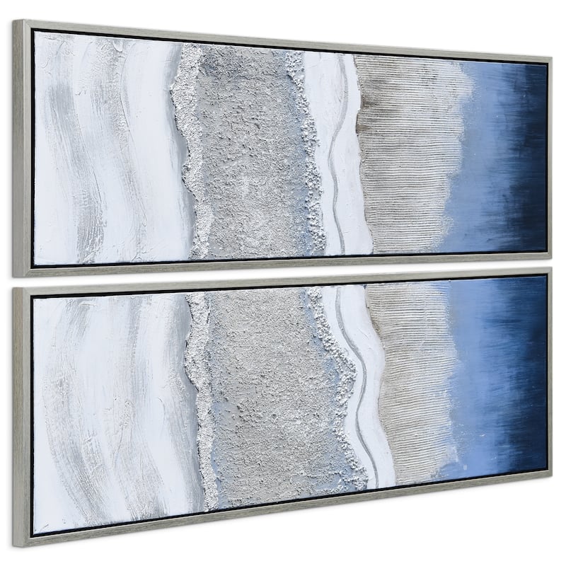 Sand Art Textured Metallic Hand Painted Canvas Wall Art Set of 2