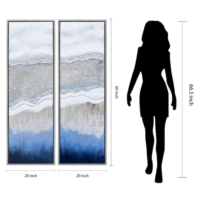 Sand Art Textured Metallic Hand Painted Canvas Wall Art Set of 2